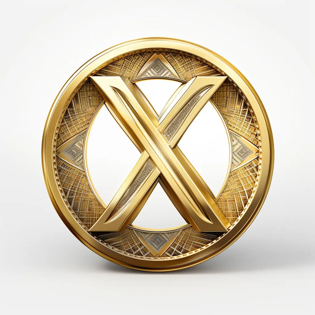 badge logo letter X gold golden coin