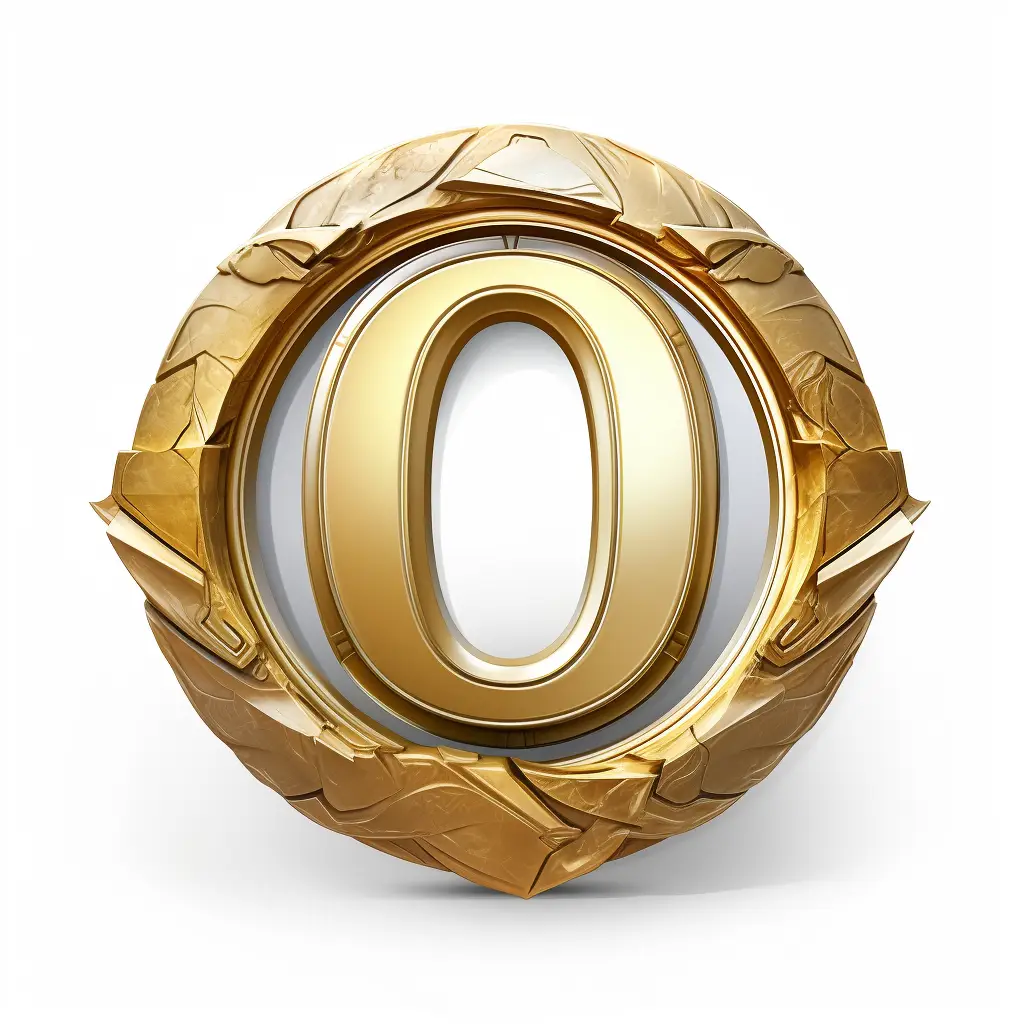 badge logo number 0 gold coin golden