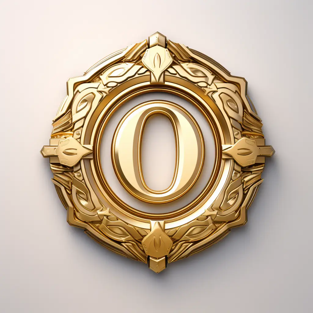 badge logo number 0 gold golden coin