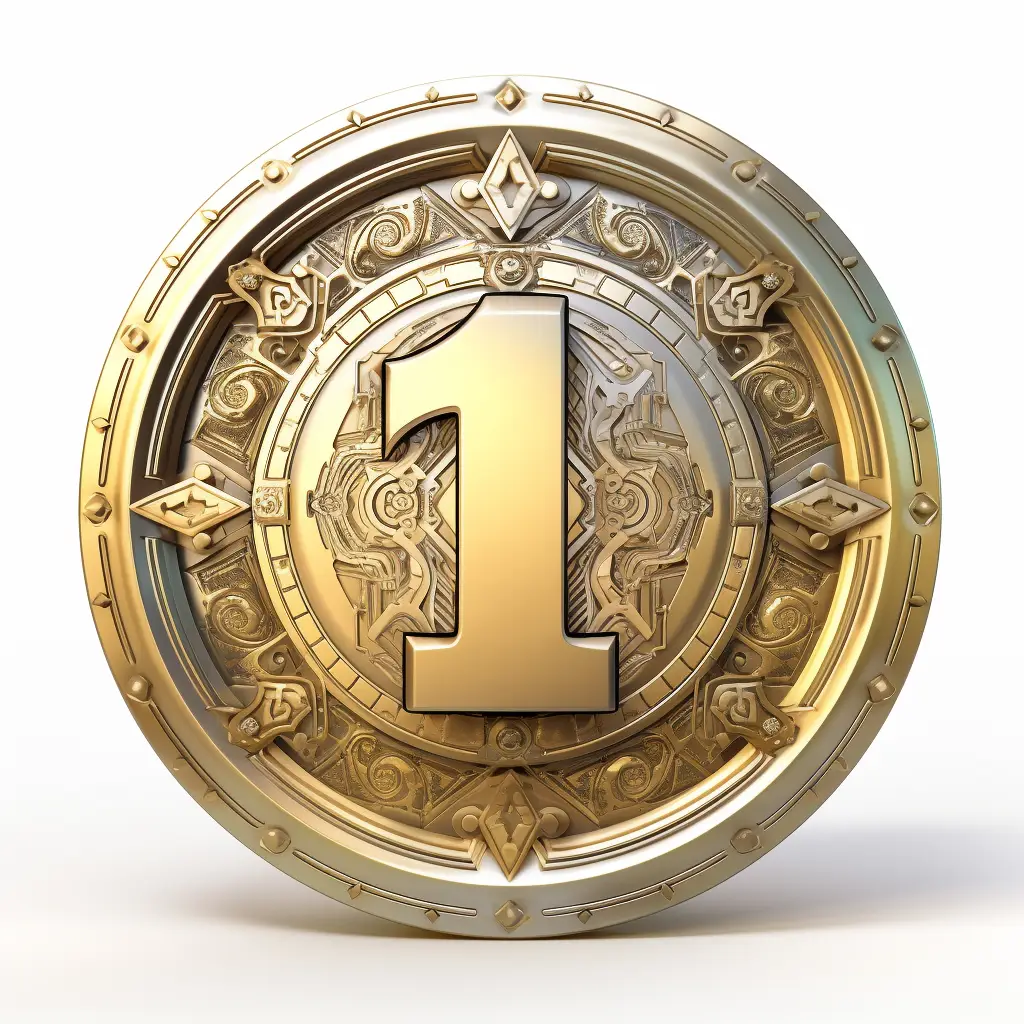 badge logo number 1 gold golden coin