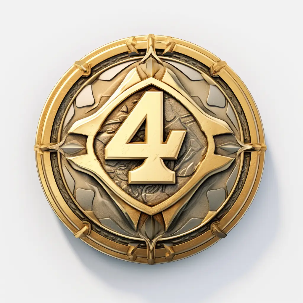 badge logo number 4 gold golden coin