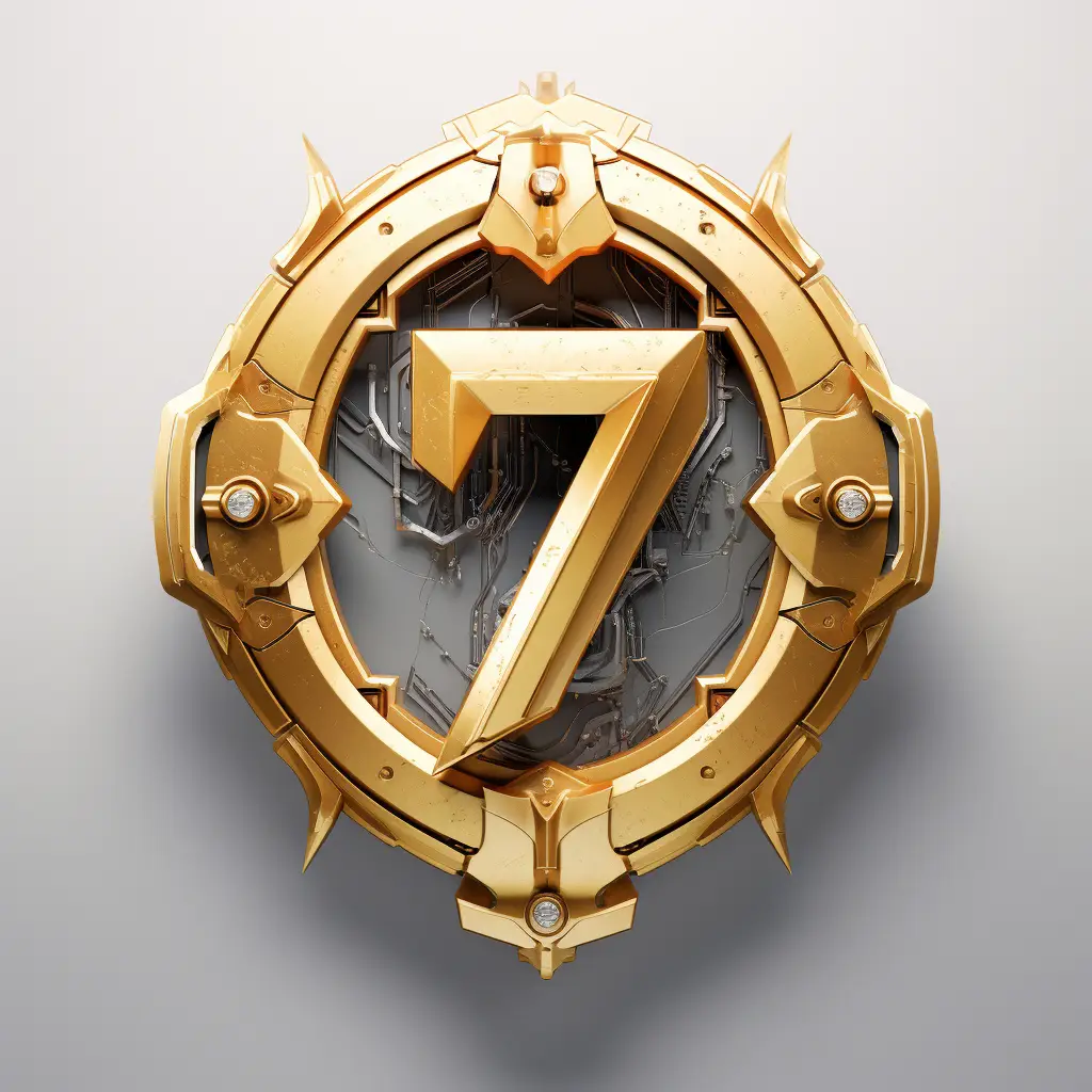 badge logo number 7 gold coin golden