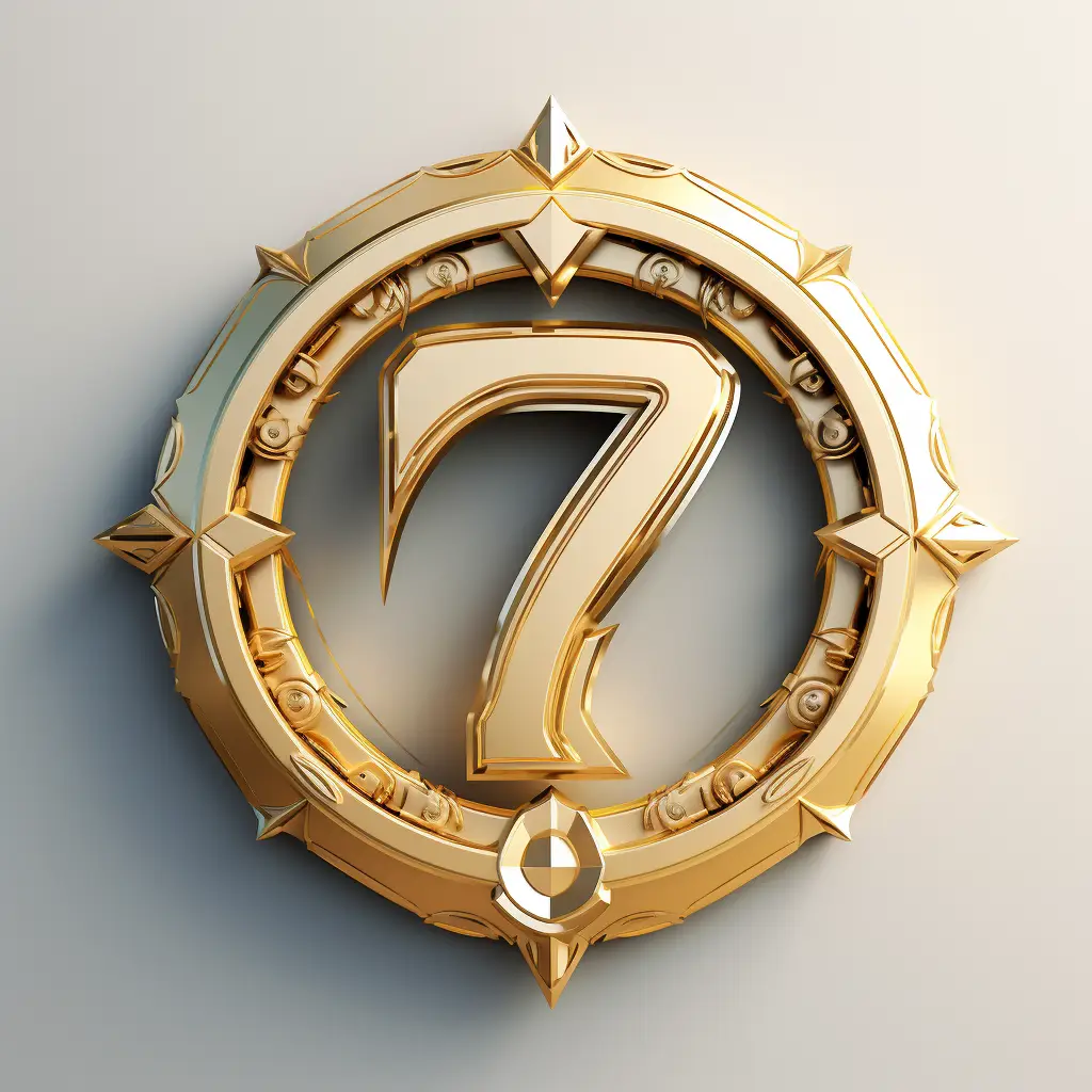 badge logo number 7 gold golden coin