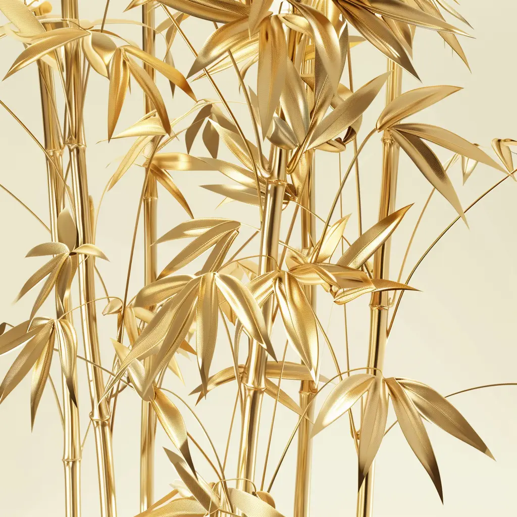 bamboo gold golden metal plant 3D leaves leaf