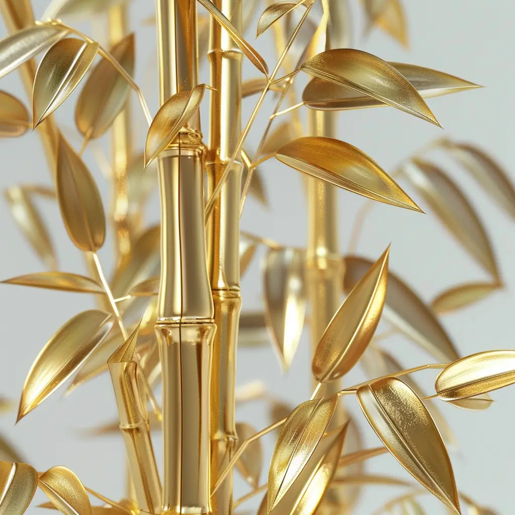 bamboo gold golden metal plant leaves 3D leaf