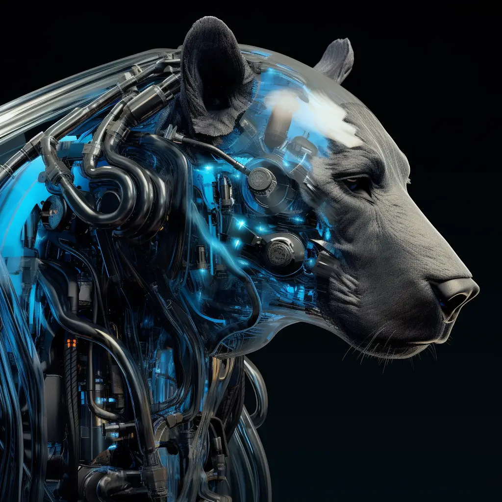 bear robot head anatomy technology science fiction 3D