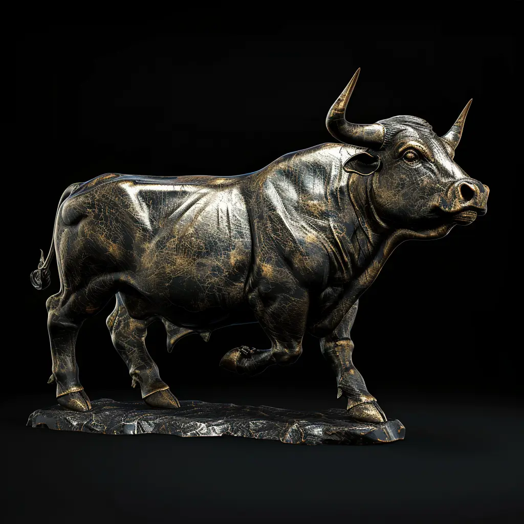bull bronze statue sculpture stance 3D art