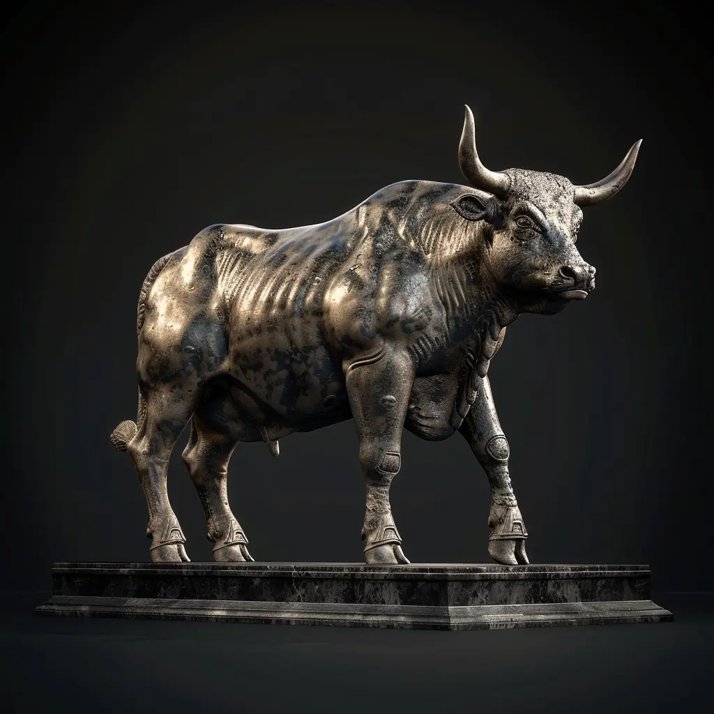 bull bronze statue sculpture stance art 3D