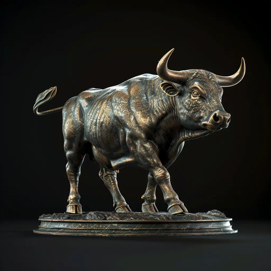 bull bronze statue stance sculpture 3D art