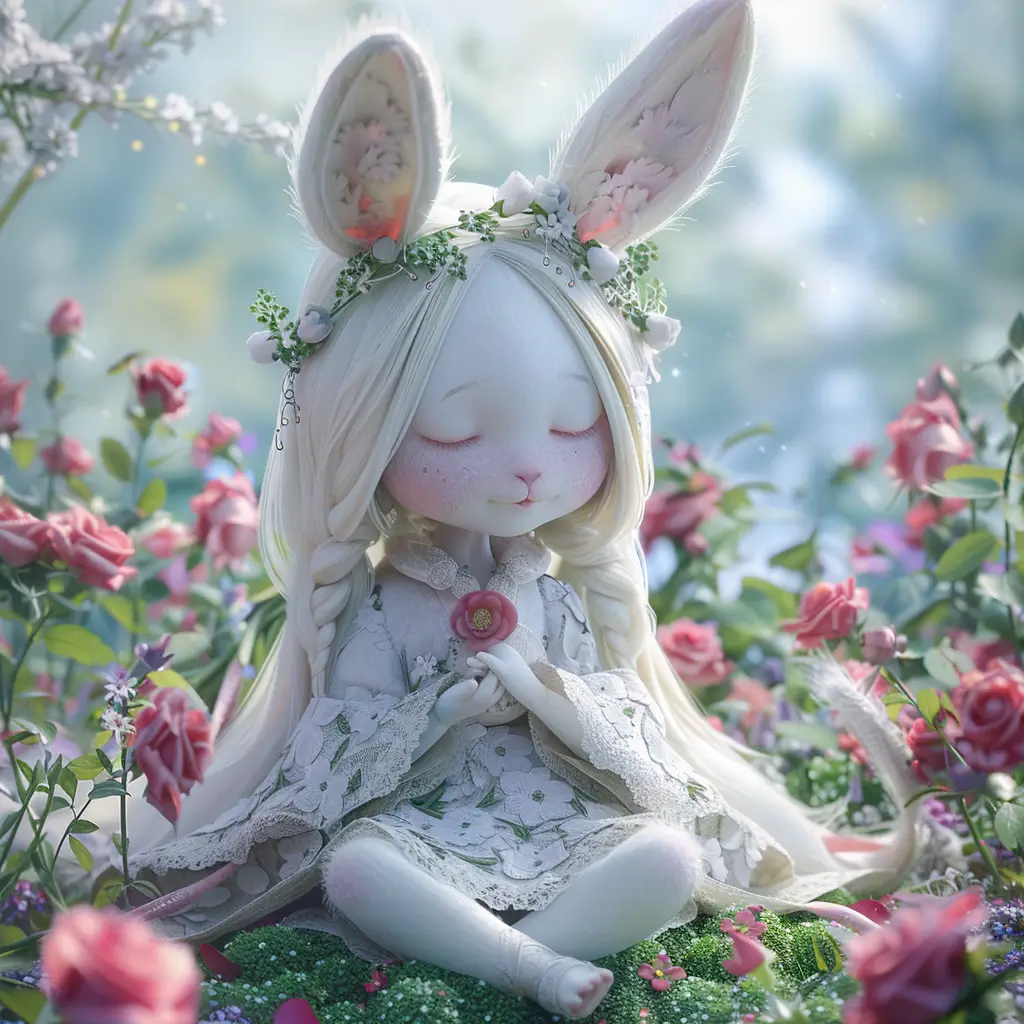 bunny rabbit doll fairy dress 3D tail garden