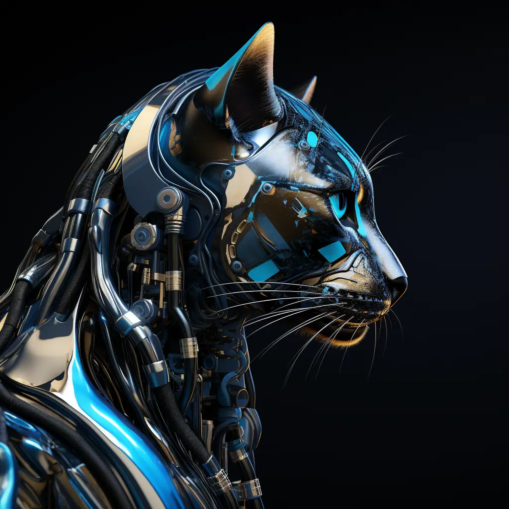 cat robot head anatomy technology science fiction 3D