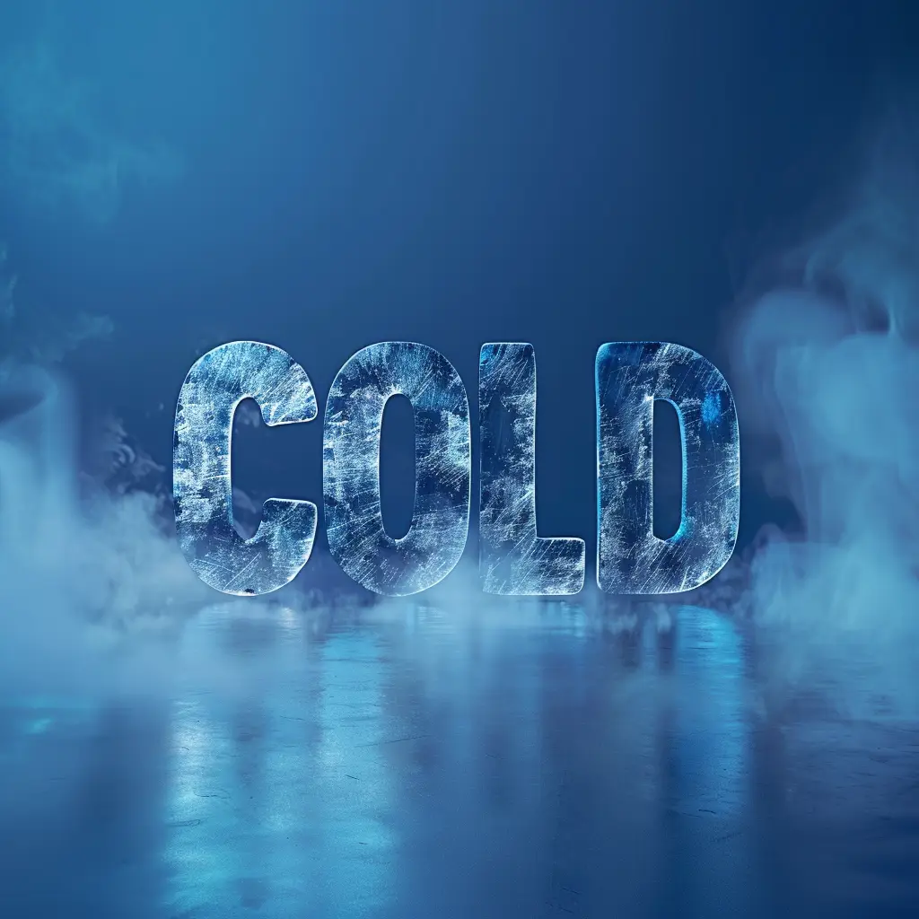 cold ice block text word 3D letter freeze