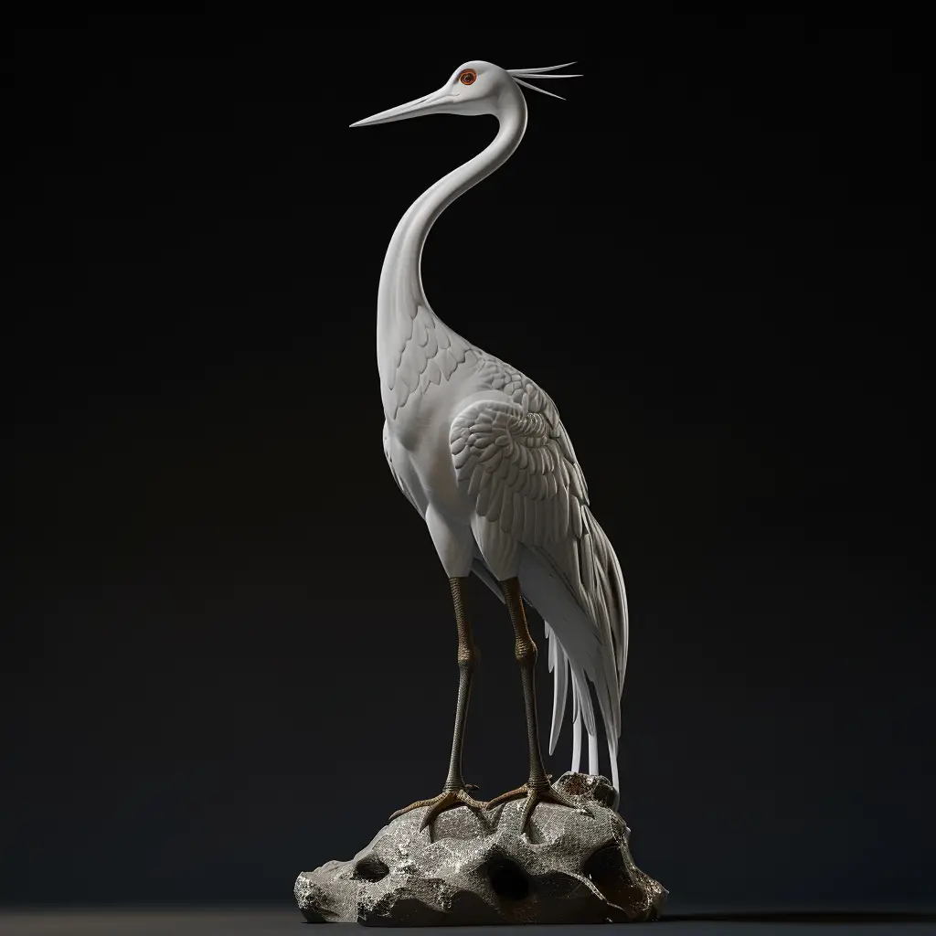 crane art 3D statue