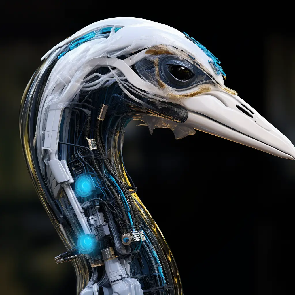 crane bird goose robot head anatomy science fiction 3D technology