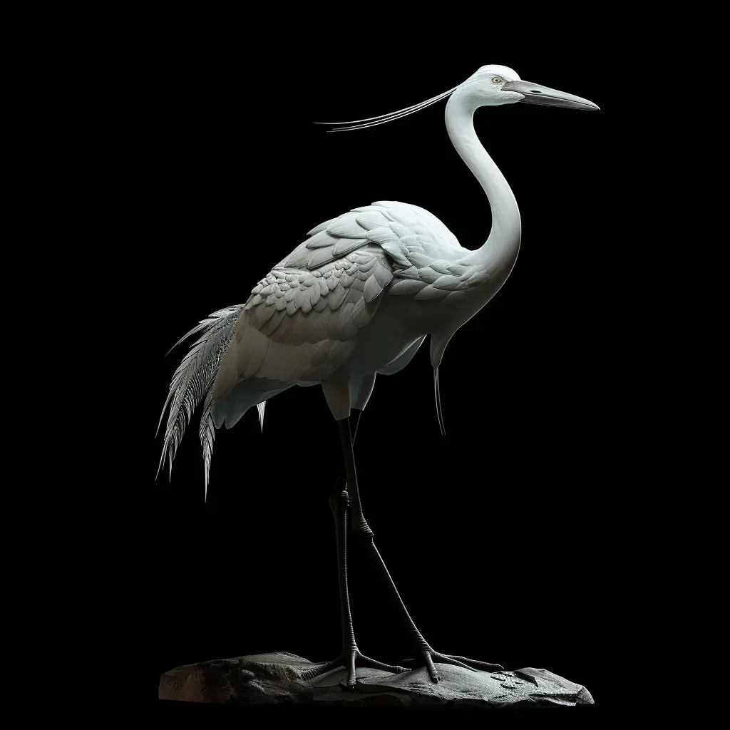 crane statue 3D art