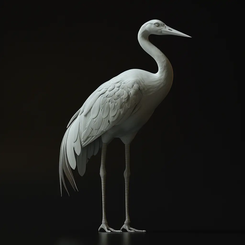 crane statue art 3D