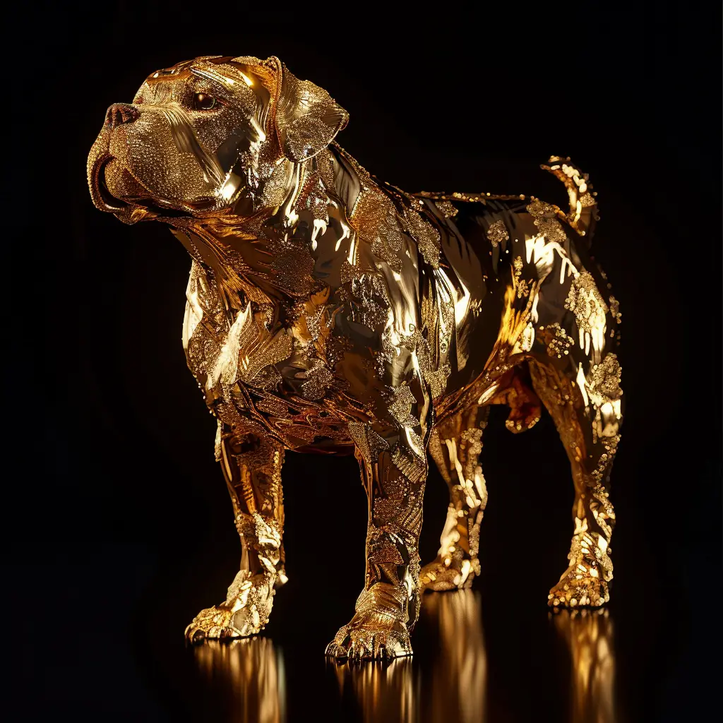 dog gold golden sculpture pattern 3D