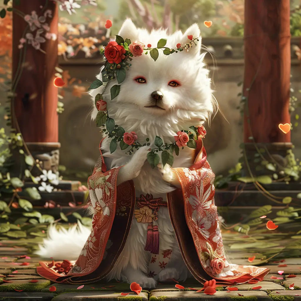 dog puppy doll fairy dress 3D tail garden