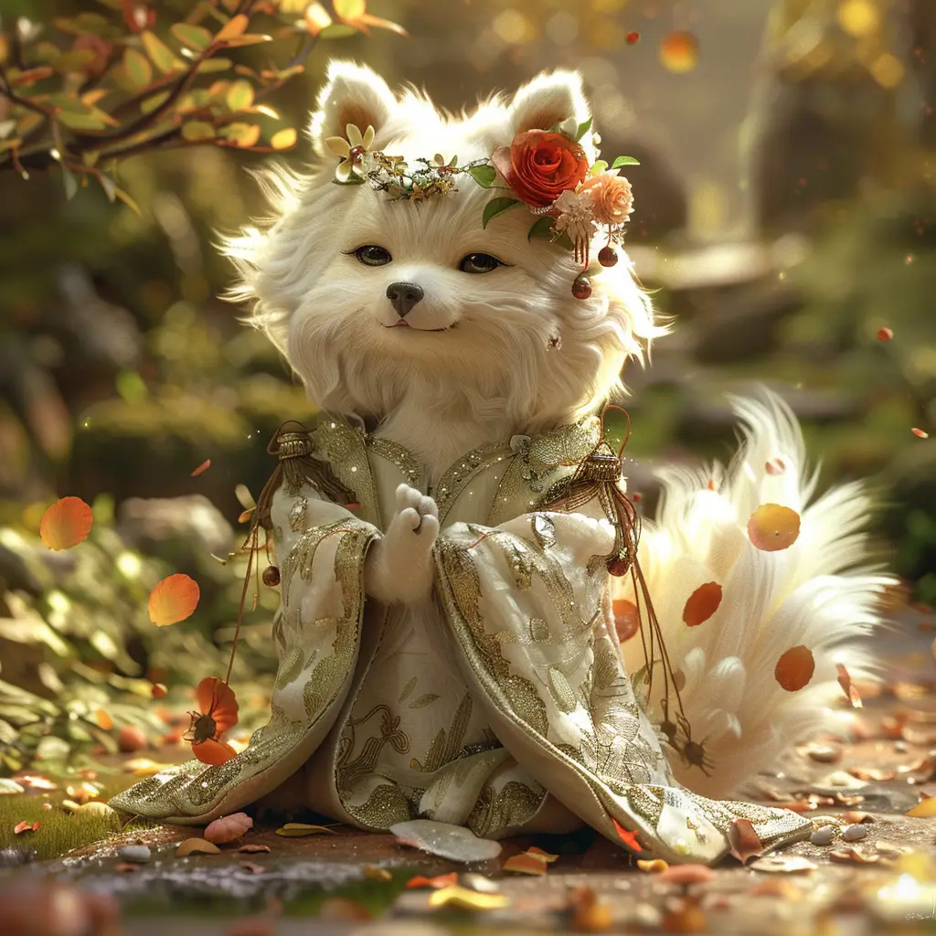 dog puppy doll fairy dress tail 3D garden