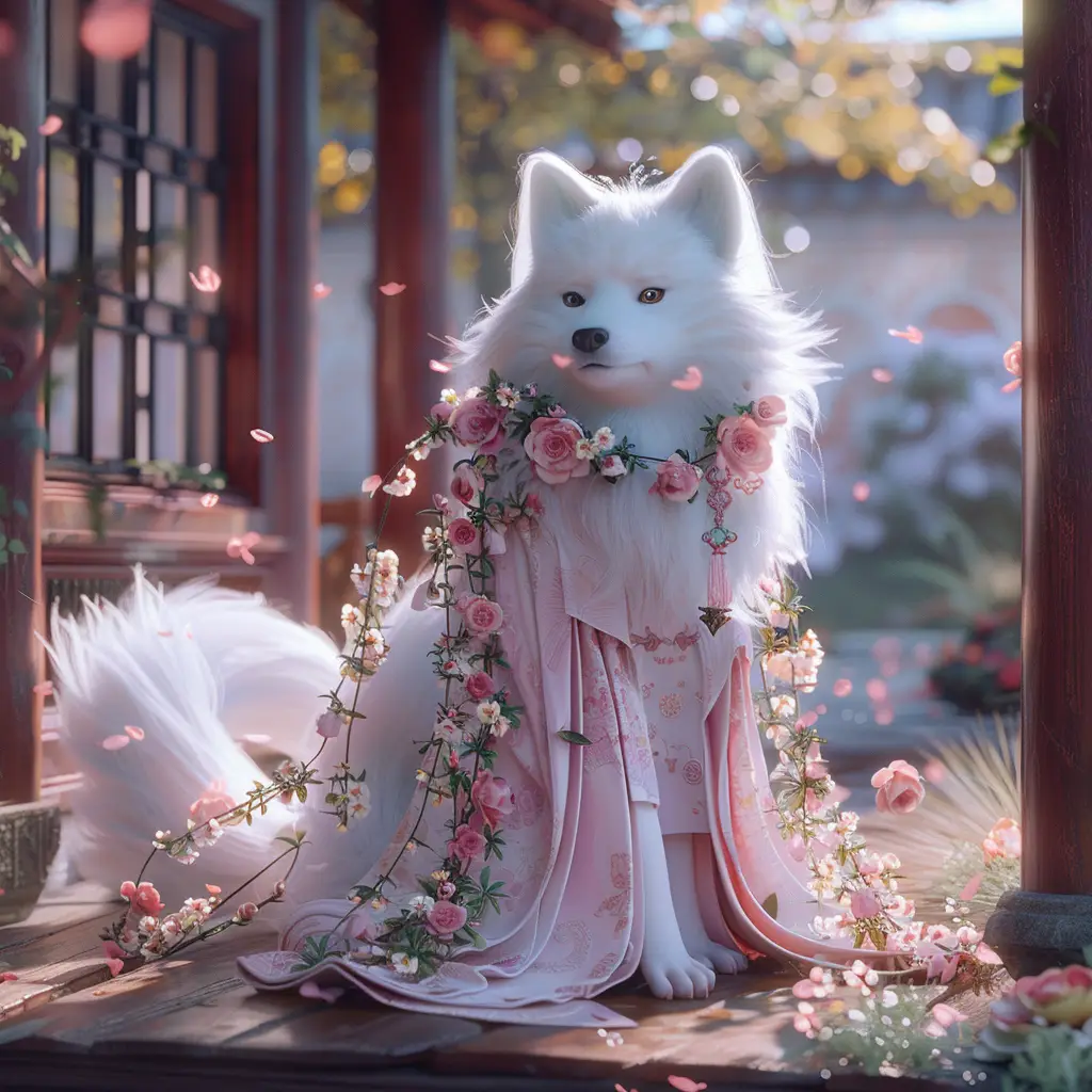 dog puppy doll fairy dress tail garden 3D