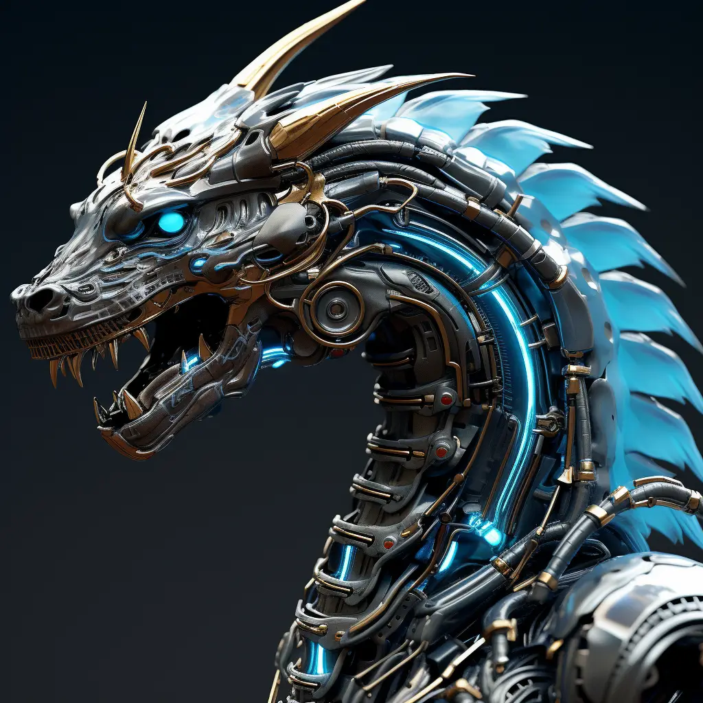dragon robot head anatomy science fiction 3D technology