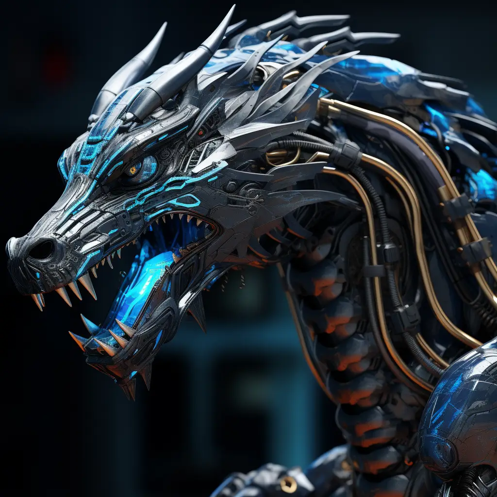 dragon robot head anatomy technology science fiction 3D