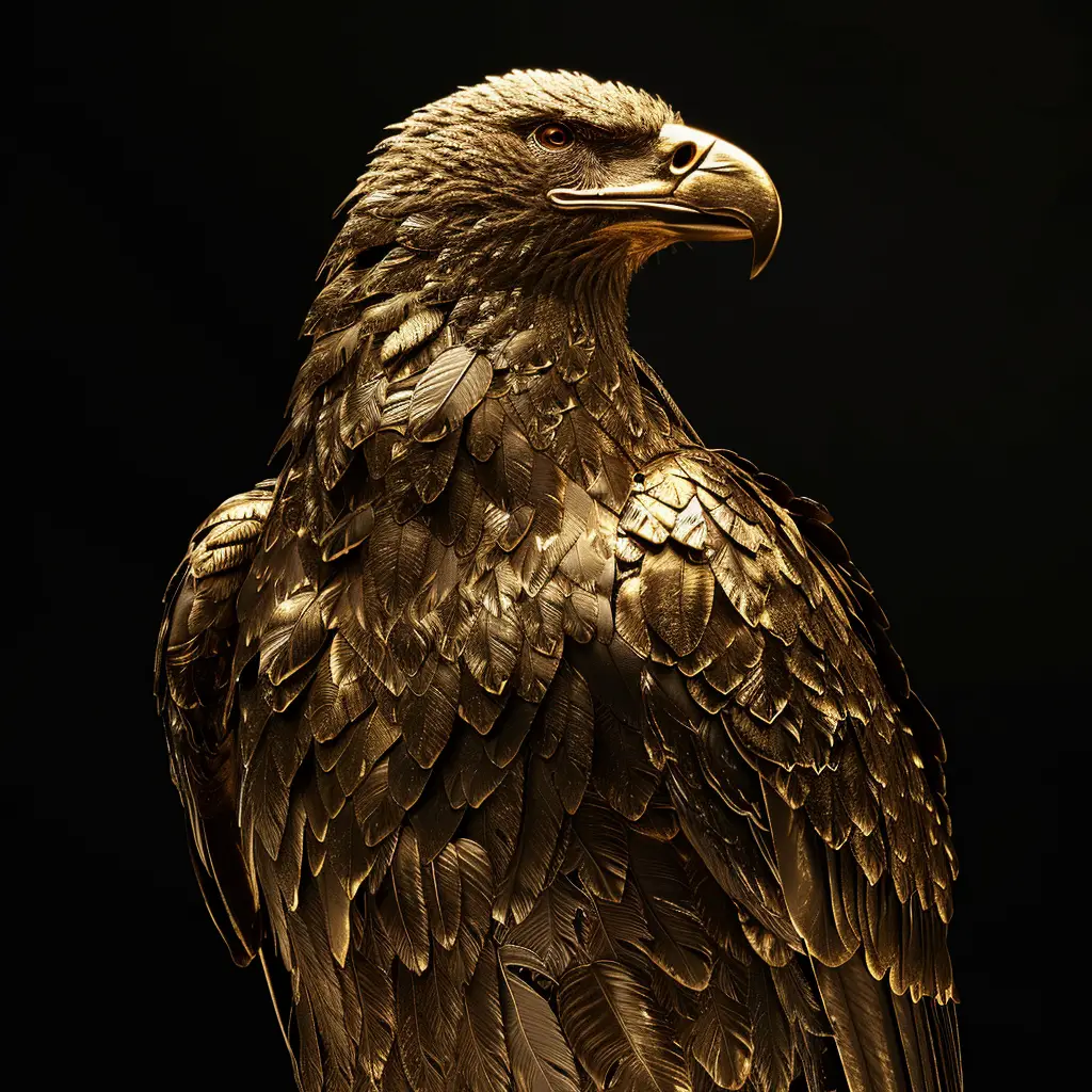 eagle gold golden 3D pattern sculpture