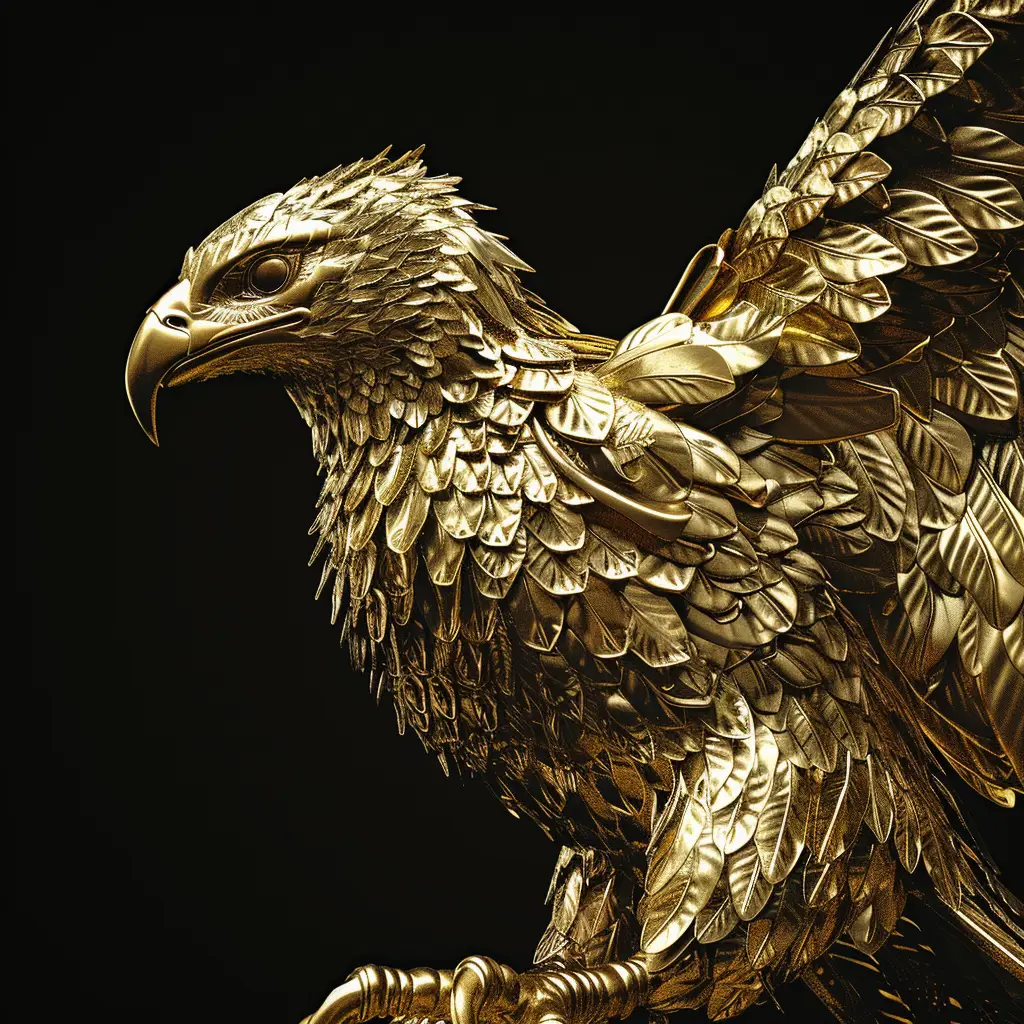 eagle gold golden 3D sculpture pattern