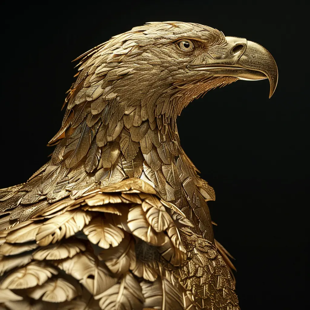 eagle gold golden sculpture pattern 3D