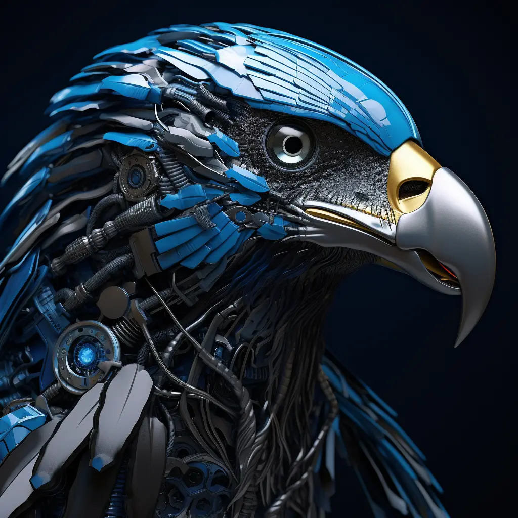 eagle head robot anatomy science fiction 3D technology