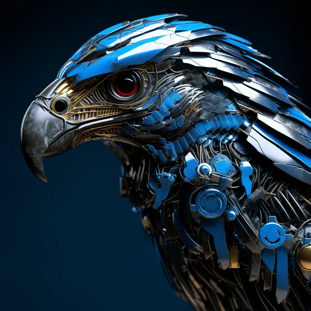 eagle robot head anatomy science fiction 3D technology