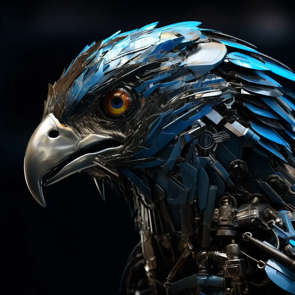 eagle robot head anatomy technology science fiction 3D