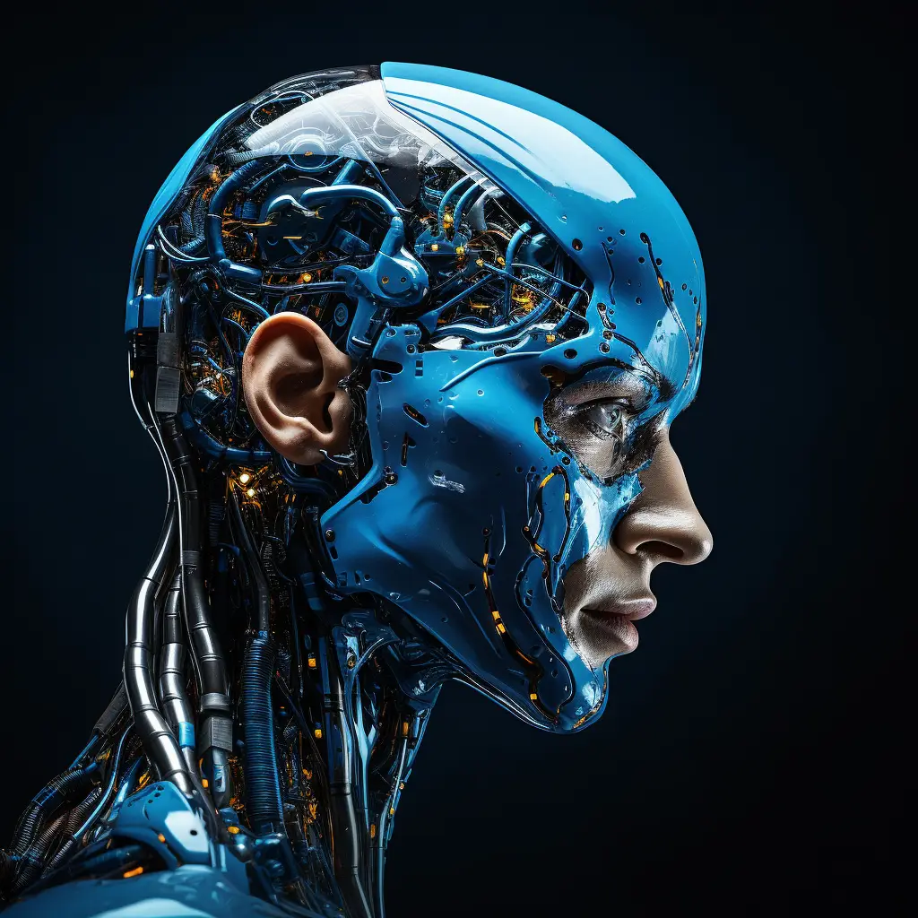 face man head robot technology anatomy 3D science fiction