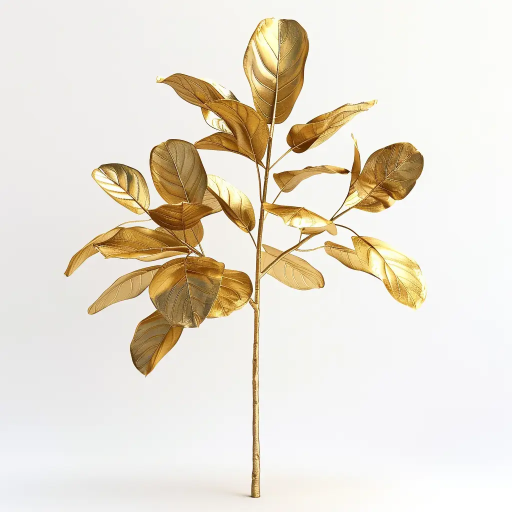 ficus lyrata carica gold golden metal plant leaves leaf 3D