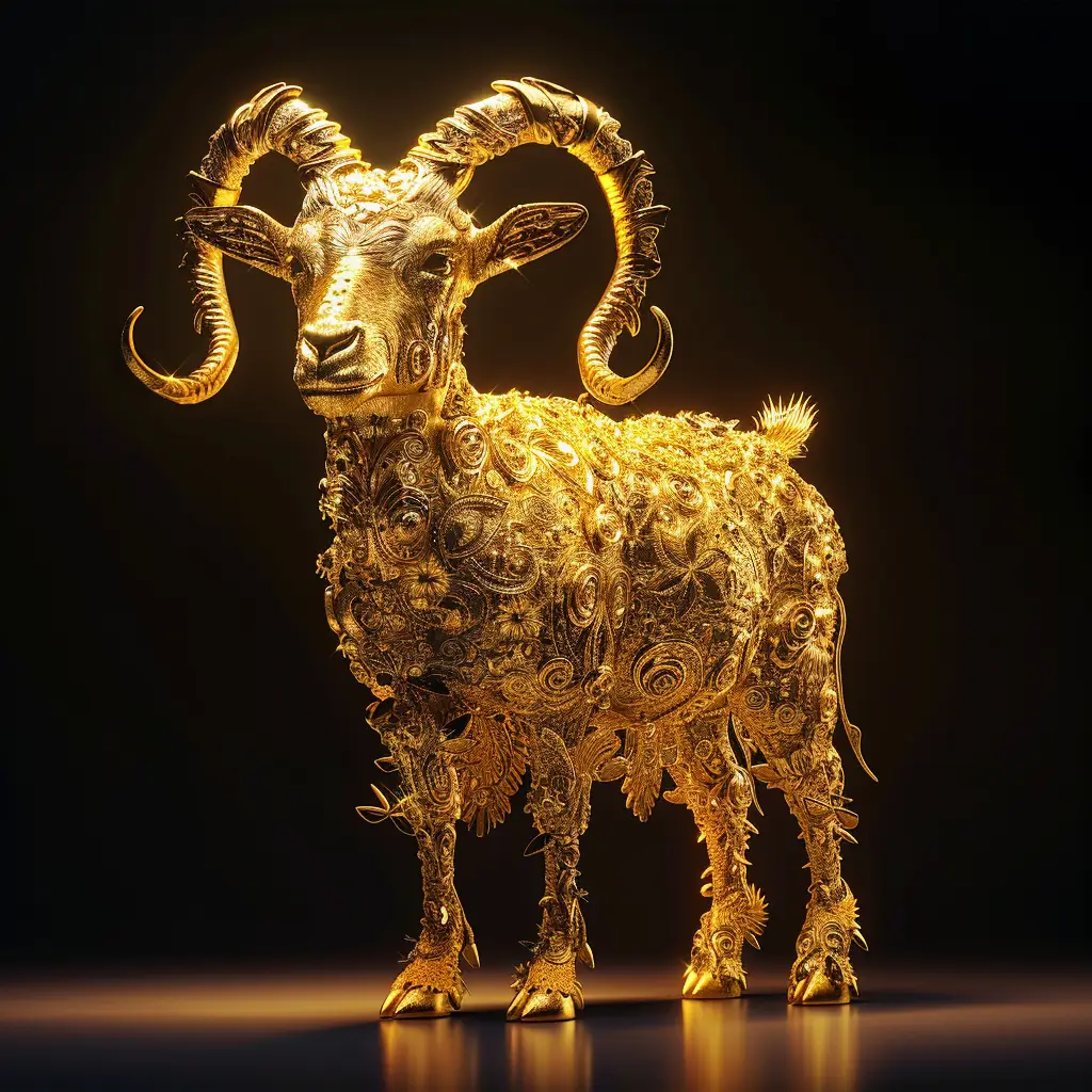 goat gold golden 3D sculpture pattern