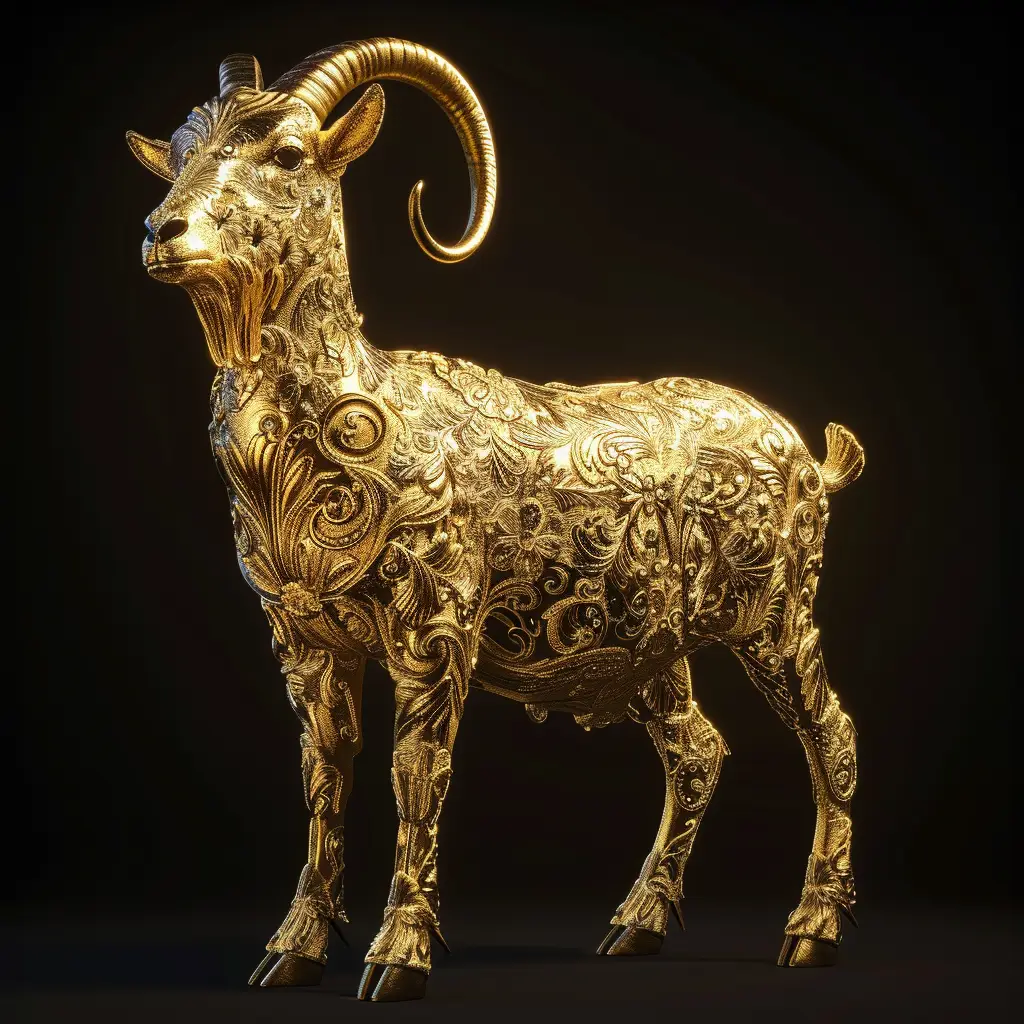 goat gold golden sculpture pattern 3D