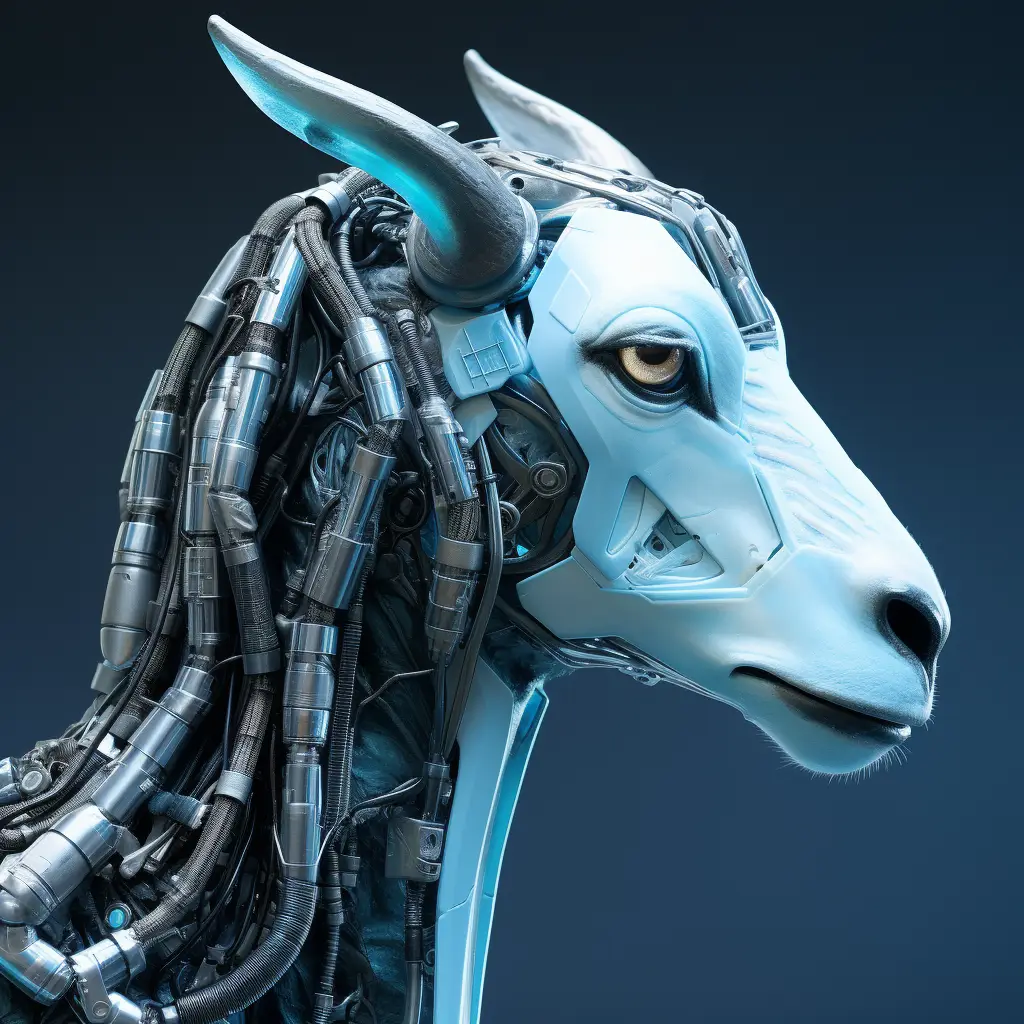 goat head robot anatomy science fiction 3D technology