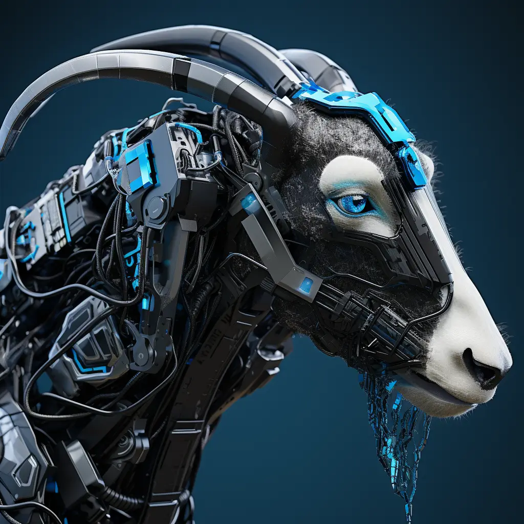 goat head robot anatomy technology science fiction 3D