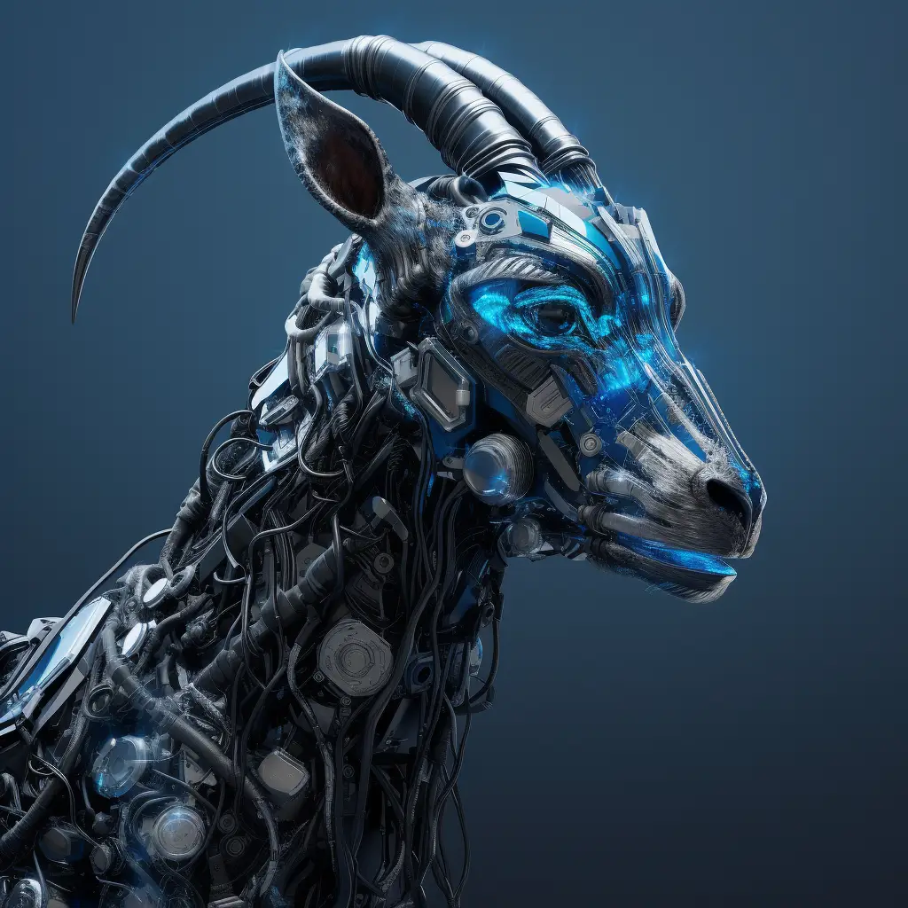 goat robot head anatomy technology science fiction 3D