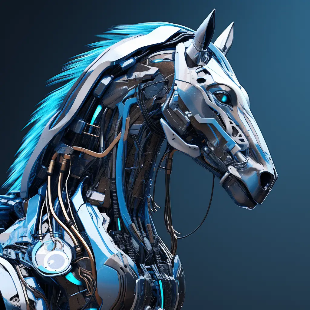 horse head robot anatomy technology science fiction 3D