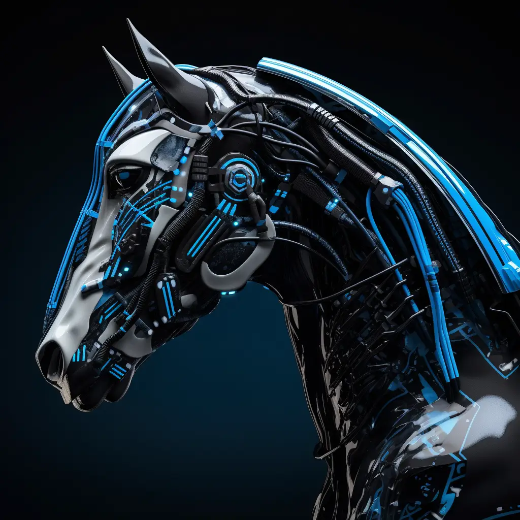 horse robot head anatomy science fiction 3D technology