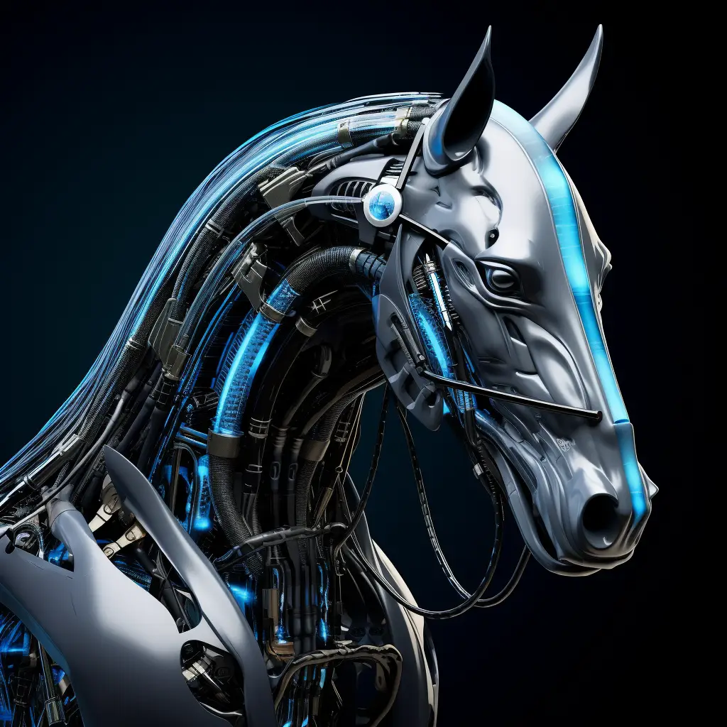 horse robot head anatomy technology science fiction 3D