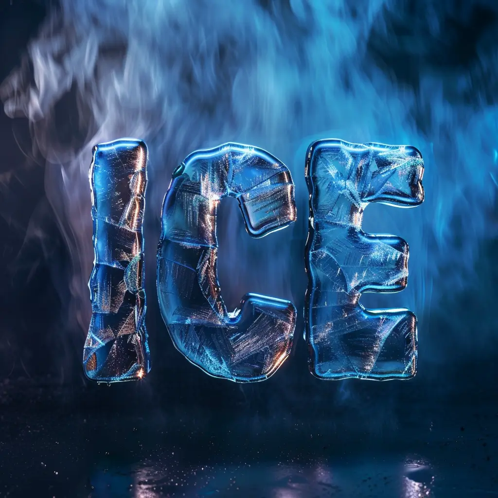 ice block text word freeze cold letter 3D