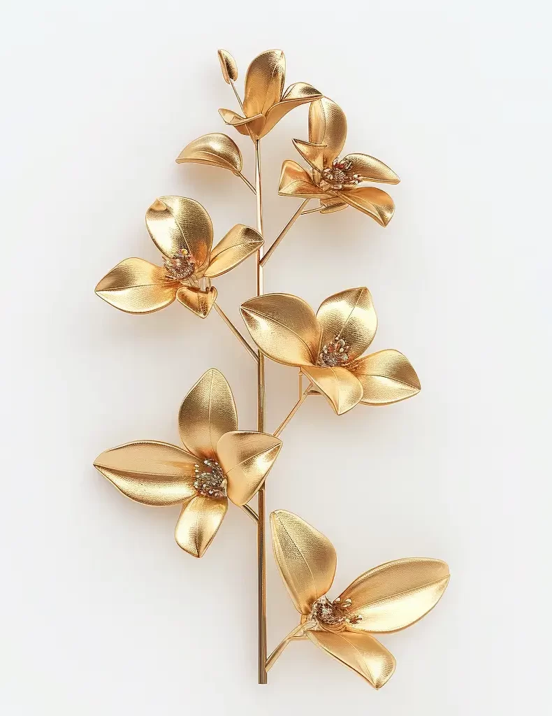 jasmine gold golden metal flower 3D leaves leaf
