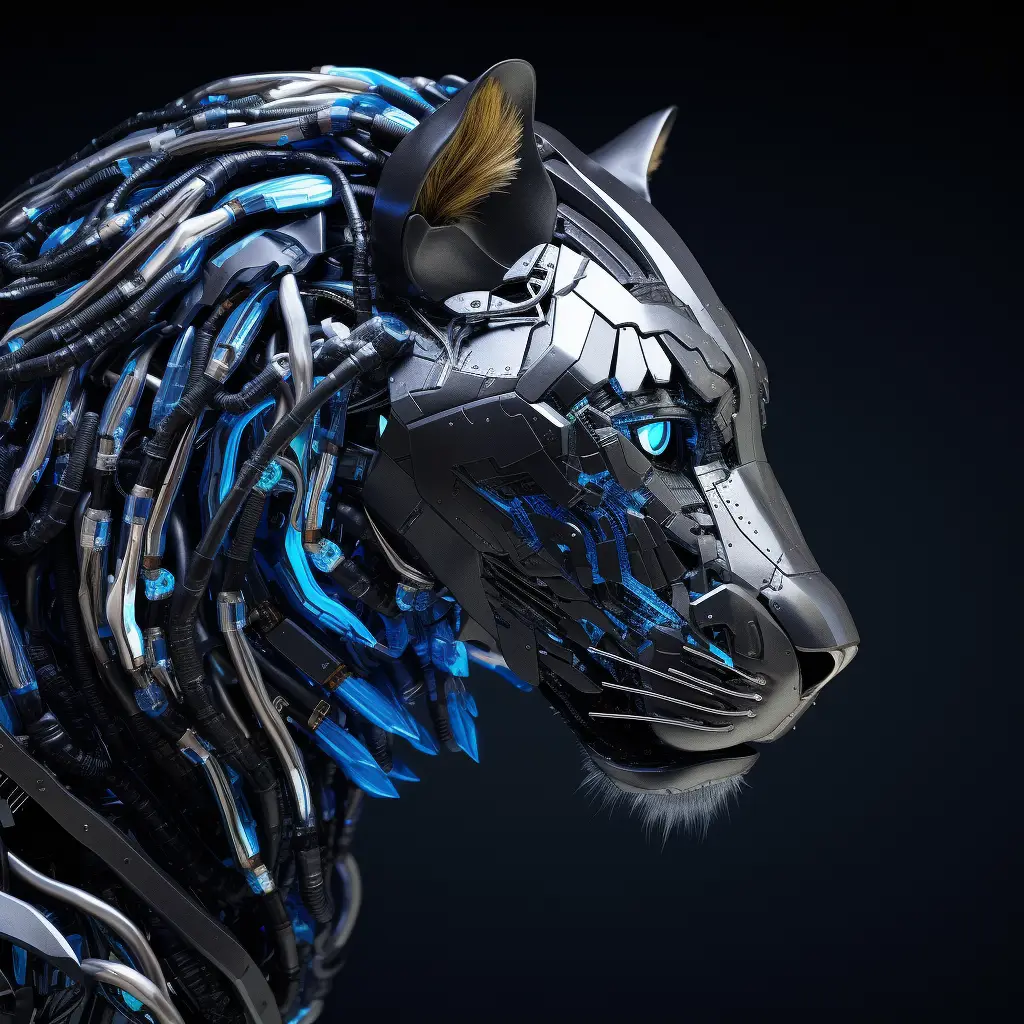 lion robot head anatomy technology science fiction 3D