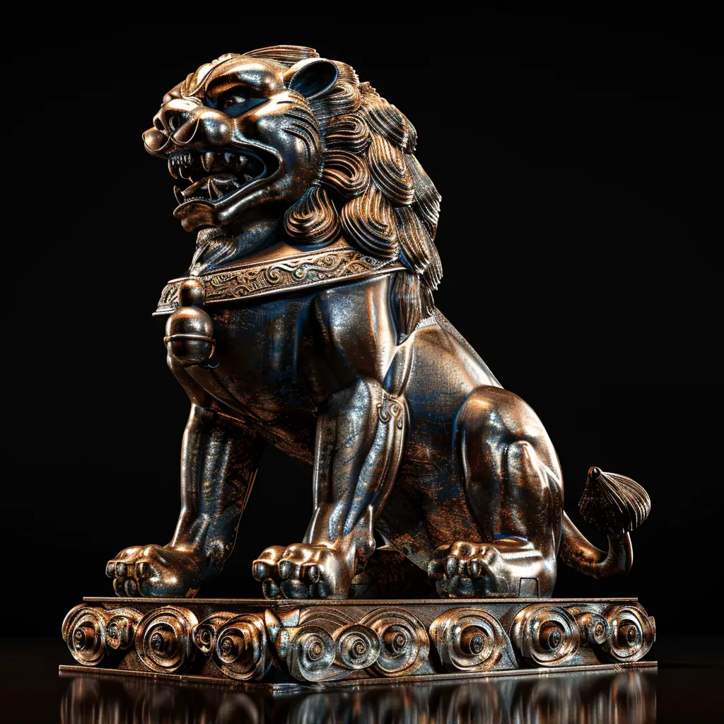 lion sculpture statue stance 3D art