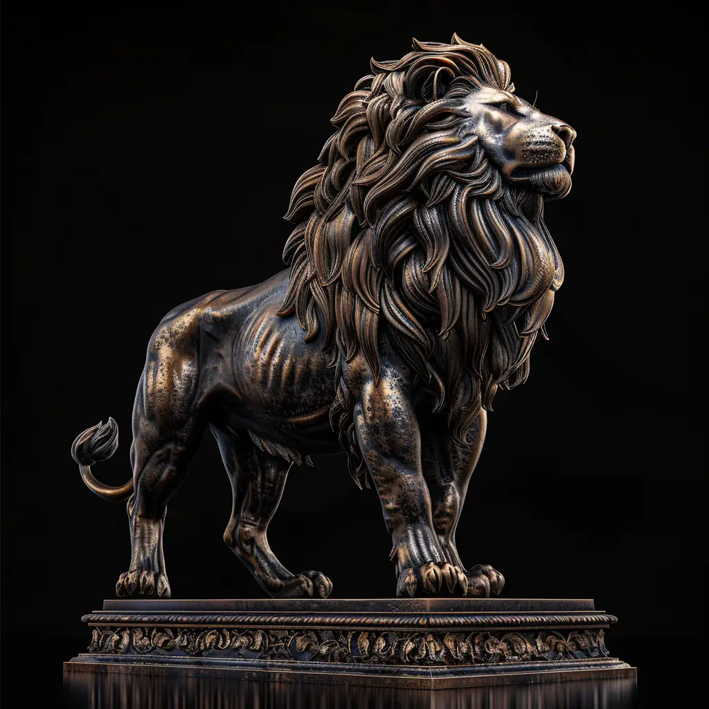 lion sculpture statue stance art 3D