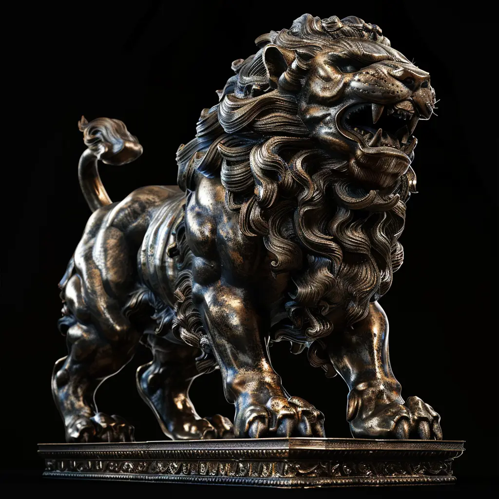 lion statue sculpture stance art 3D