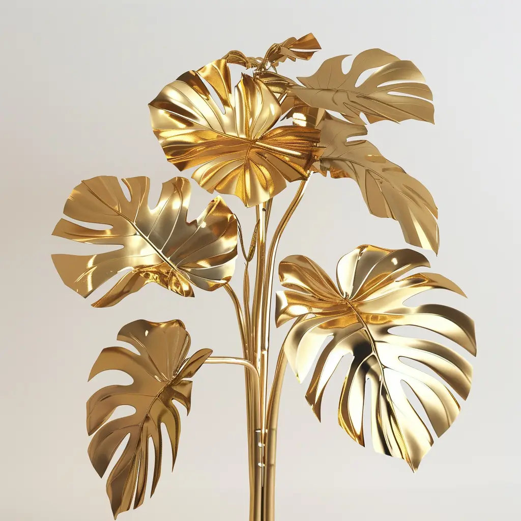 monstera deliciosa gold 3D golden metal plant leaves leaf