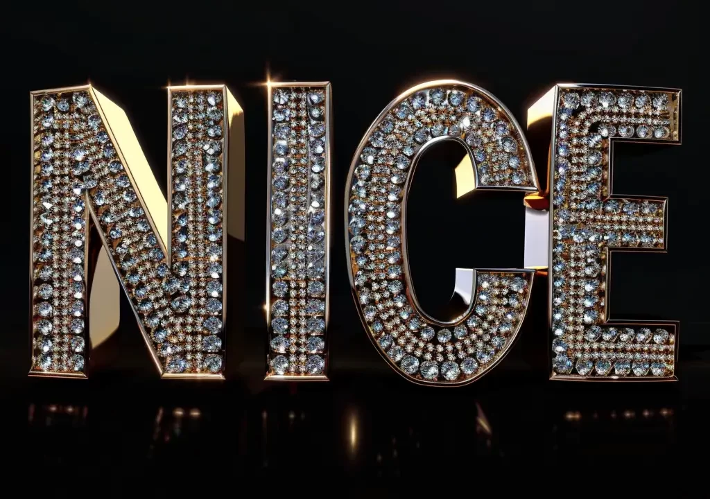 nice word text type diamond gold 3D